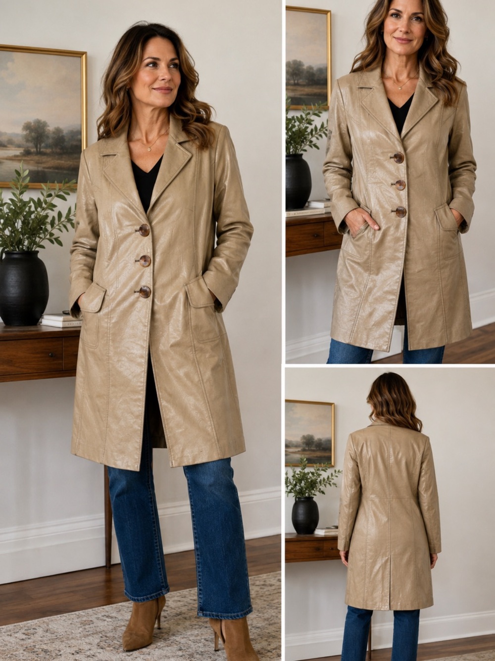 Cache Tan Gold Shimmer trench coat y2K M